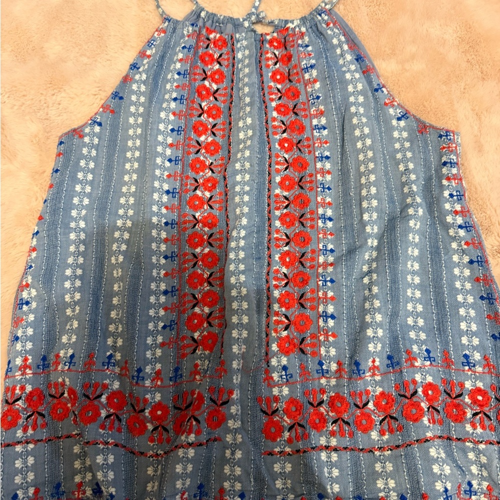 Sundance Blue and White Halter Sundress Casual Resort Wear